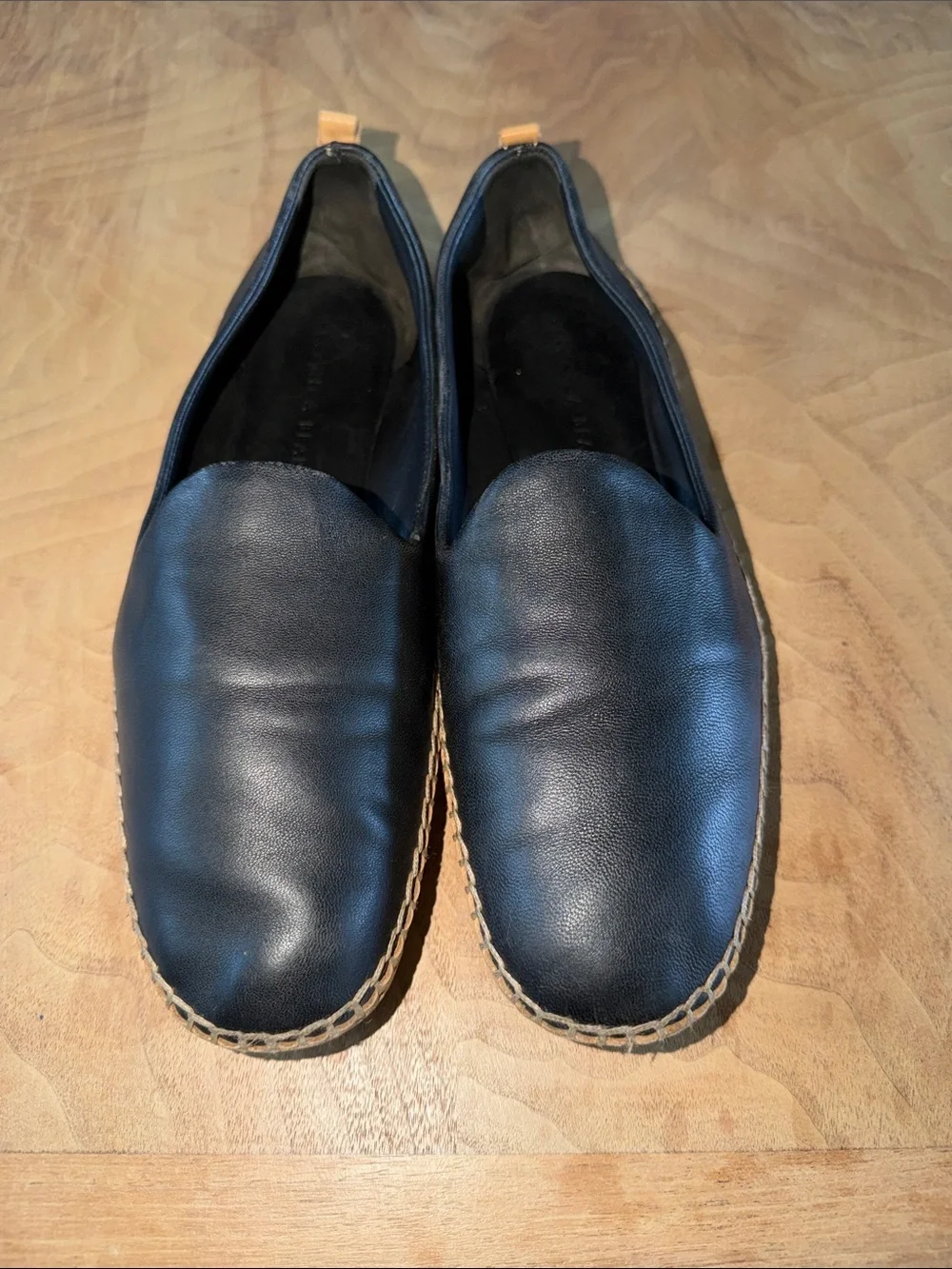Veronica Beard Black Leather Espadrille Flats Size 10